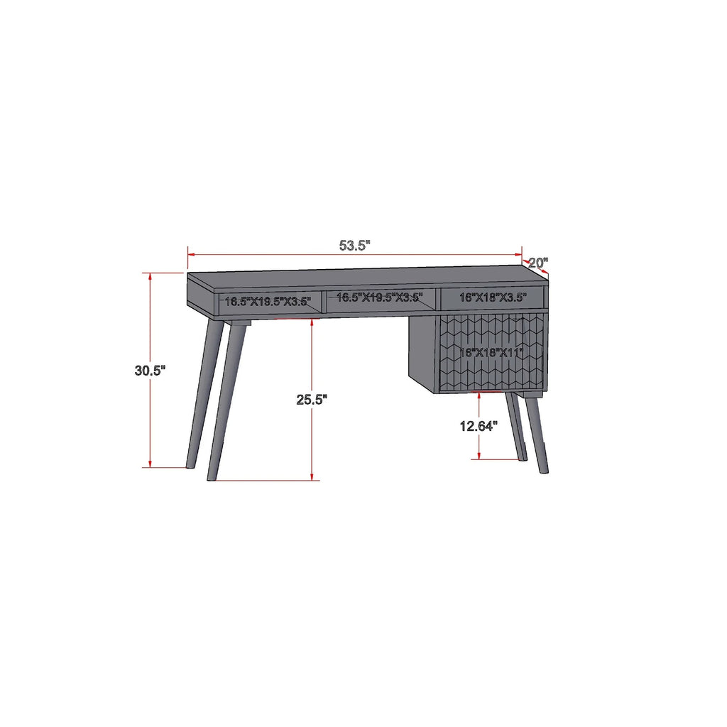 Modern Wood Office Desk with Storage in Dark Walnut L57557