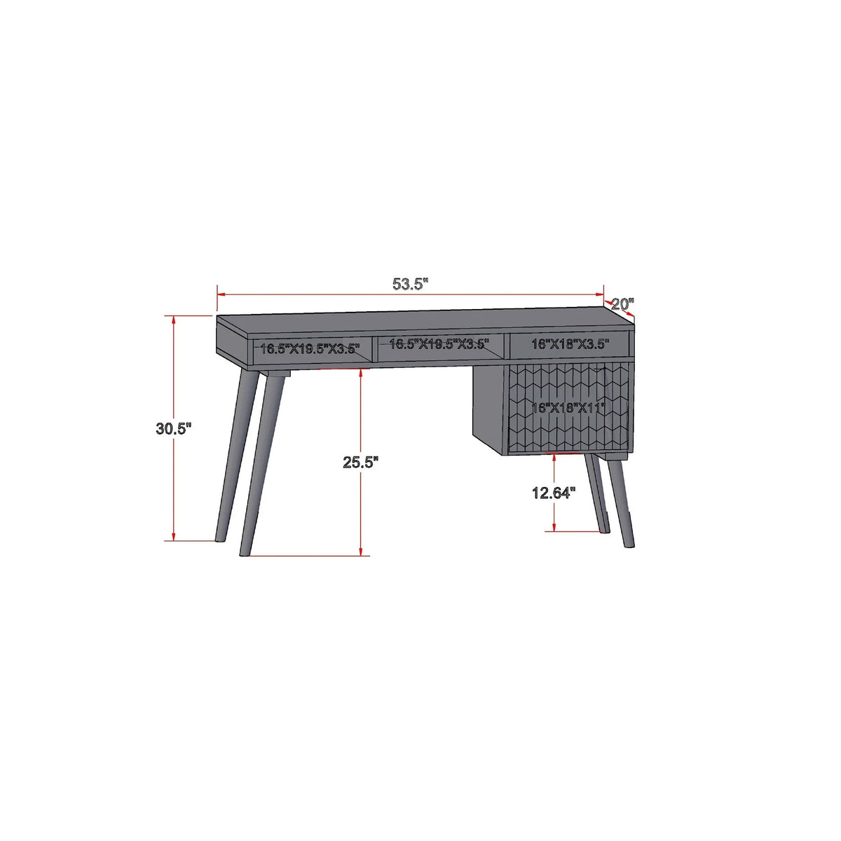 Modern Wood Office Desk with Storage in Dark Walnut L57557