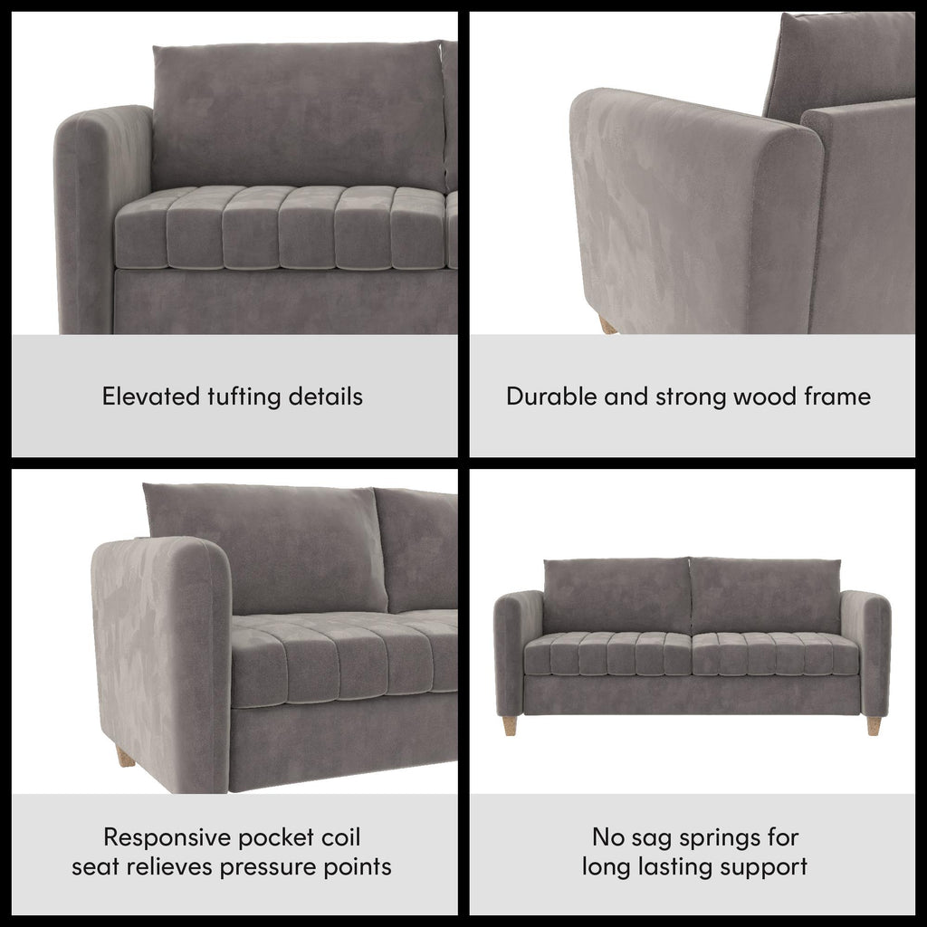 Light Gray Velvet Tufted Sofa Q5616