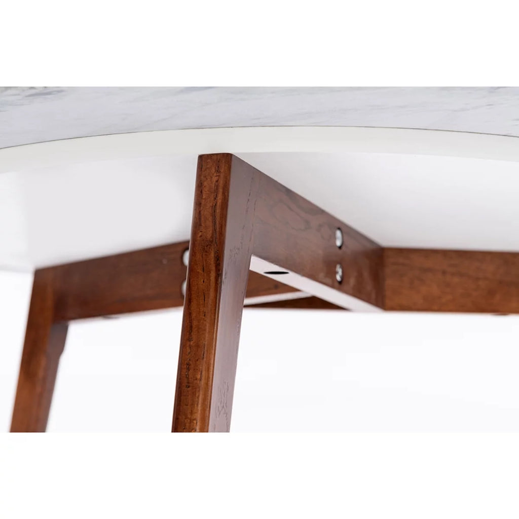 White and Brown Round Marble Coffee Table D48599