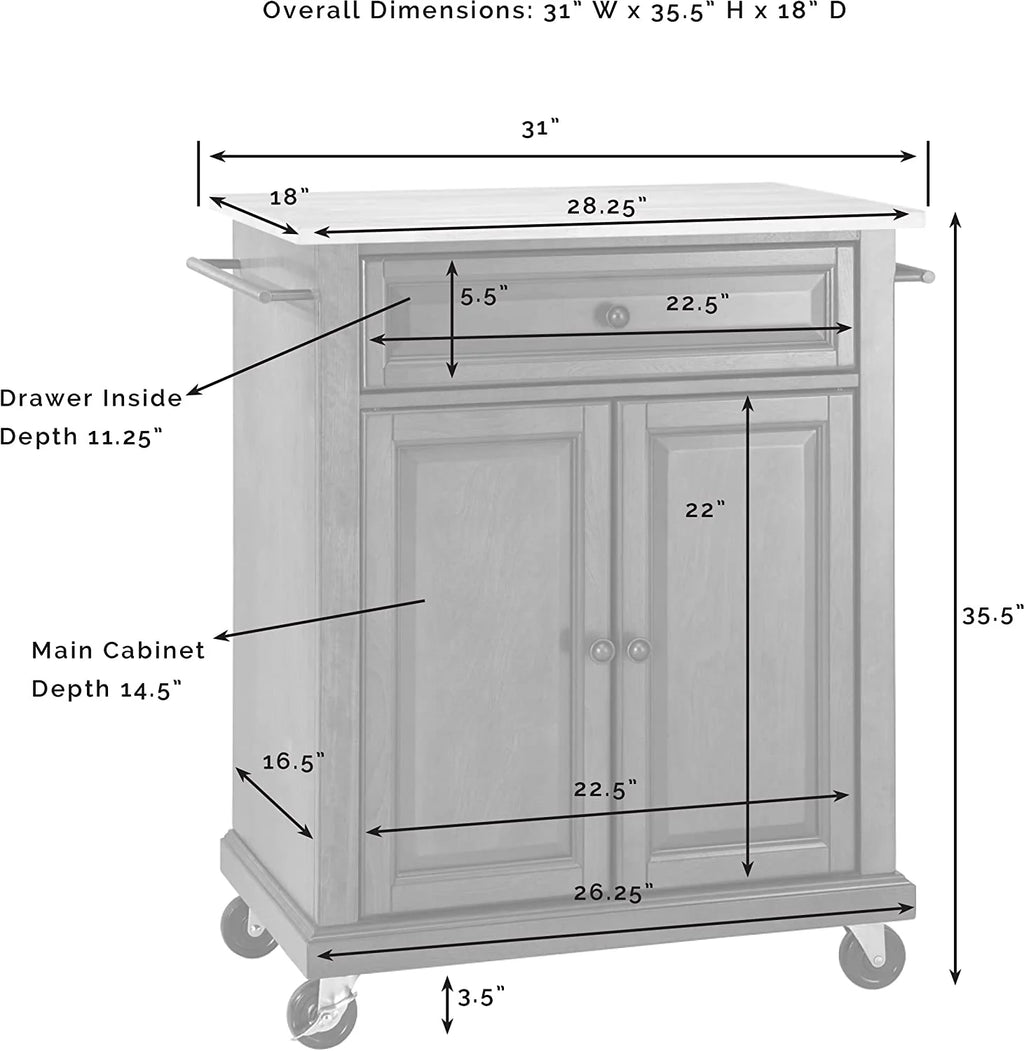 Compact Kitchen Island with Natural Wood Top A773118