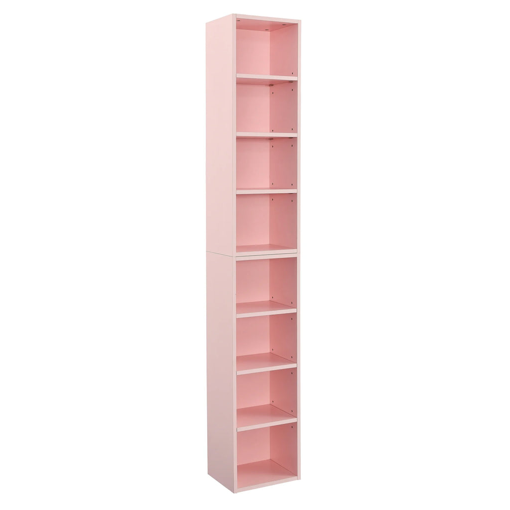 8-Tier Tall Narrow Bookcase with Adjustable Shelves E50569