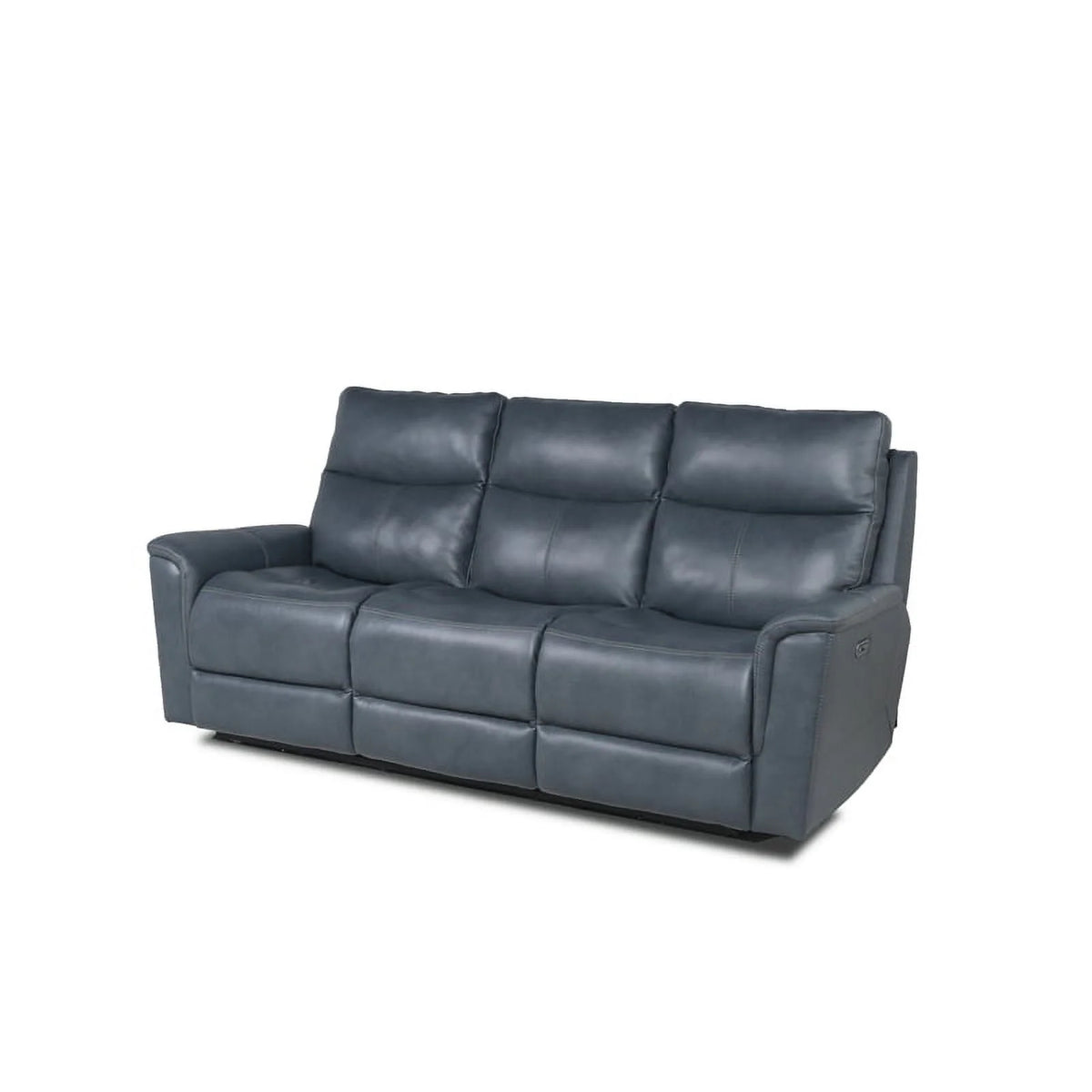 Blue Grey Leather Power Motion Sofa H46107