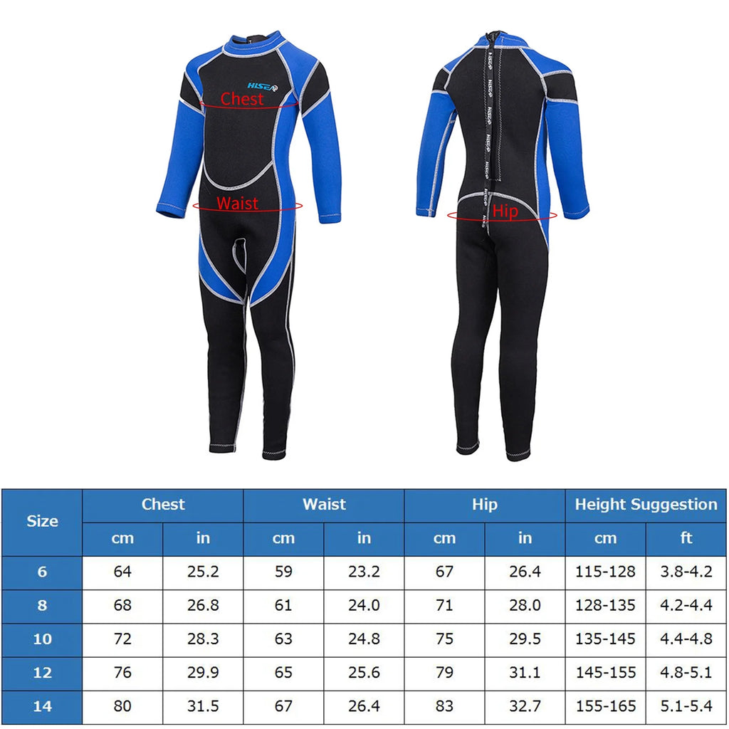 Kids Zippered Long Sleeve Diving Swimsuit Quick Dry One Piece Surf Suit X6193