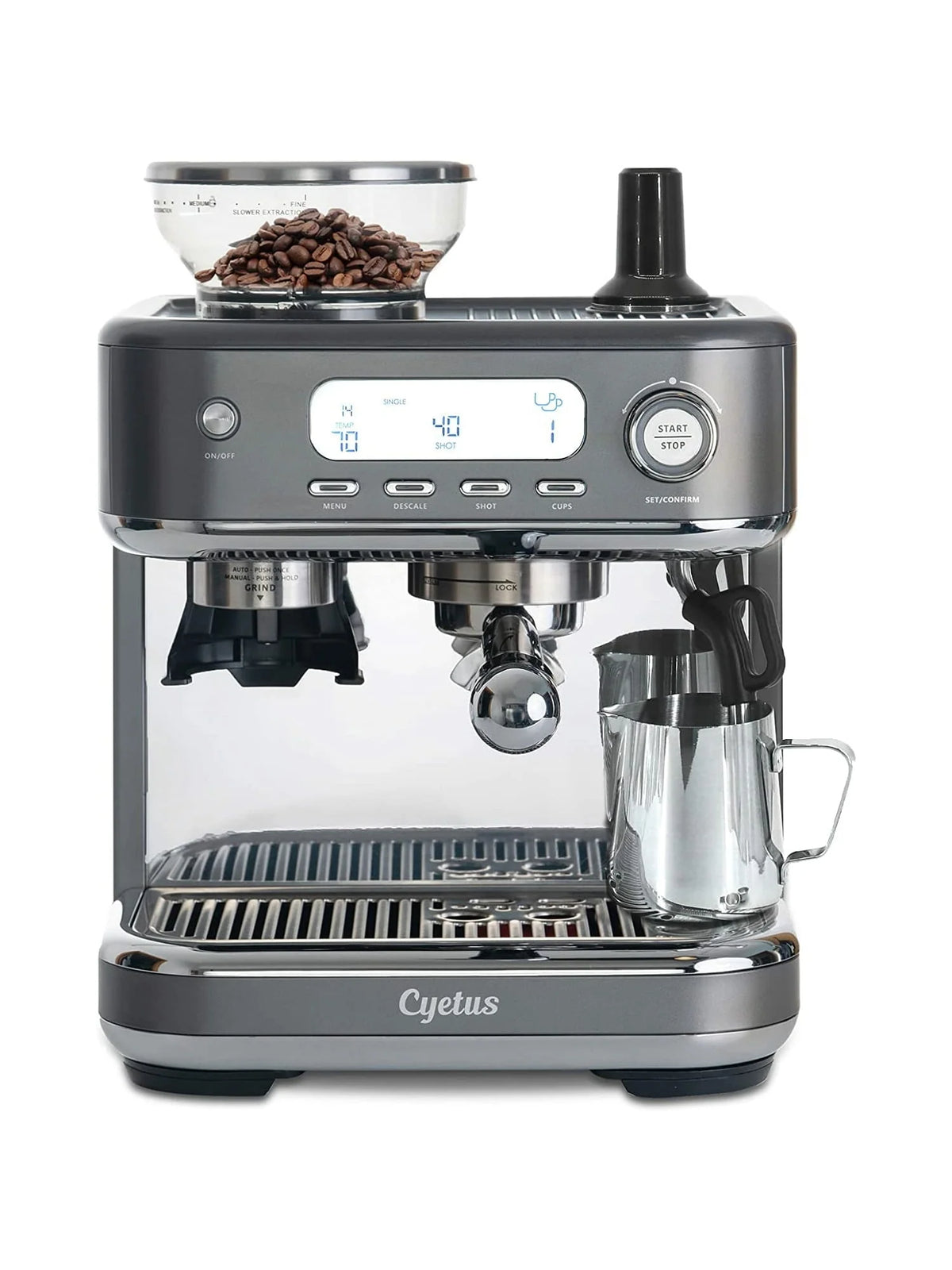 All in One Espresso Machine with Coffee Grinder and Milk Steam Wand S502