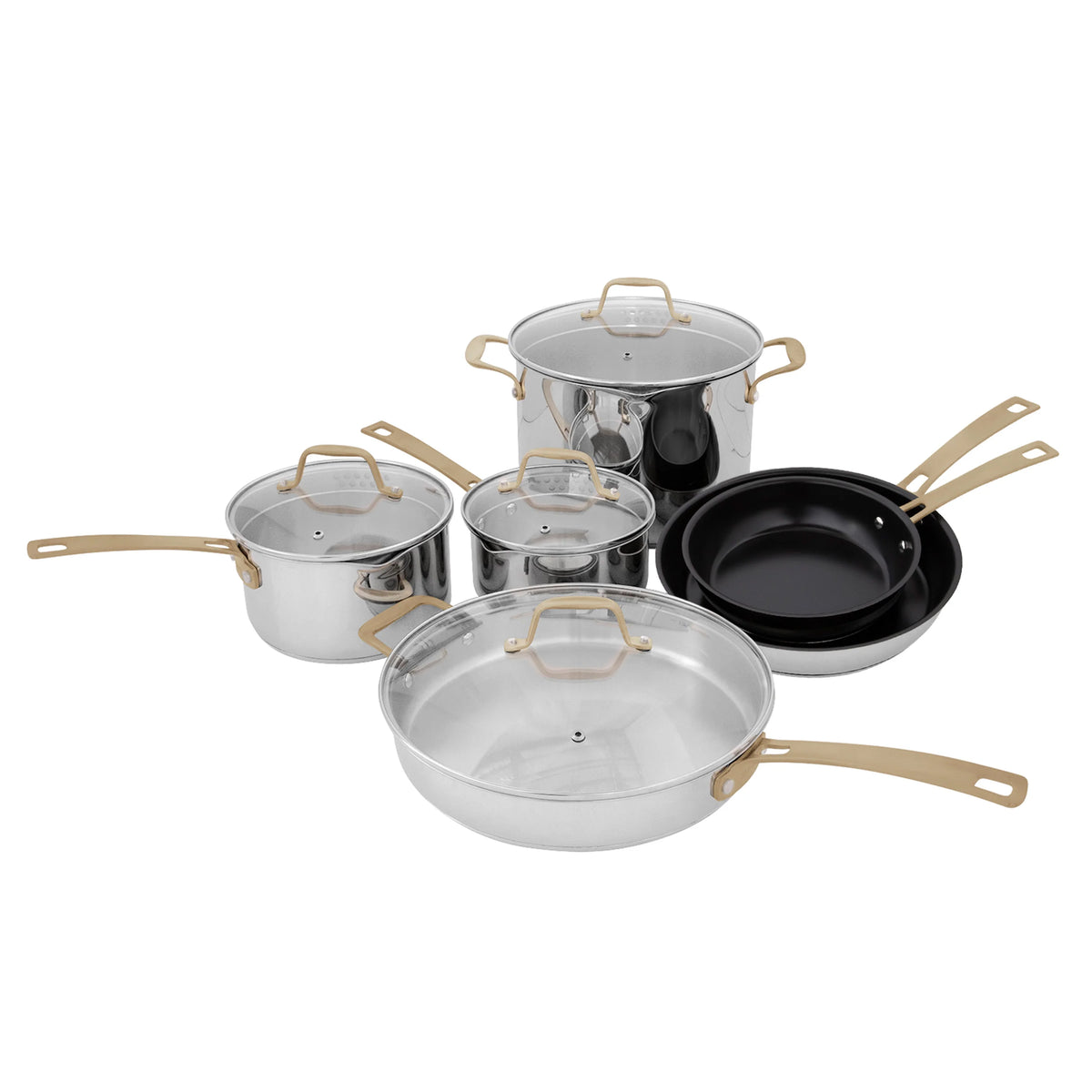 10 Piece Stainless Steel Nonstick Ceramic Cookware Set G861333
