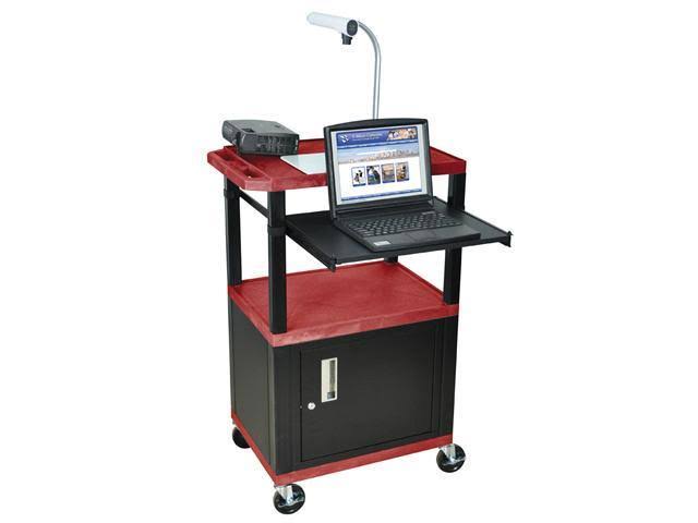Red 42x22 3 Shelf Cart with Black Pullout Shelf Cabinet Legs Electric H689489