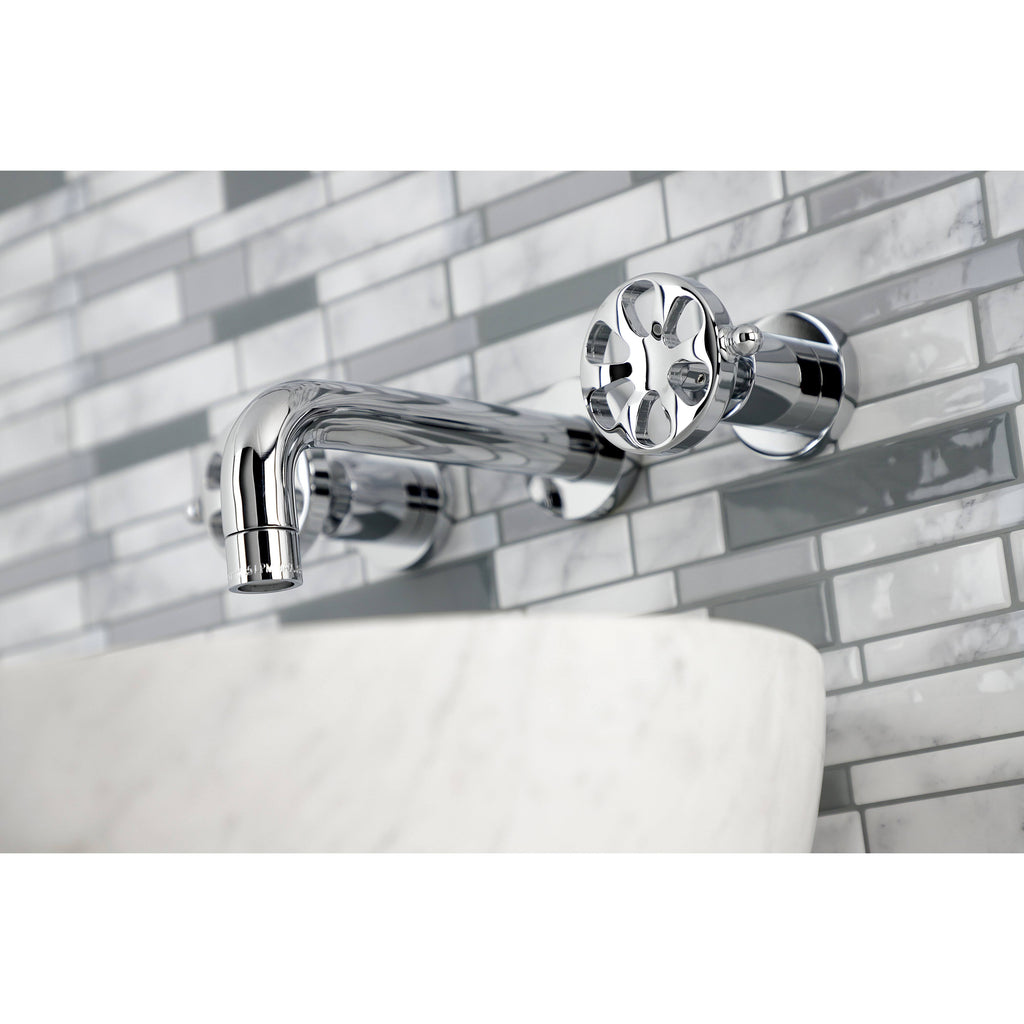Brushed Nickel Two-Handle Wall Mount Bathroom Faucet A22127