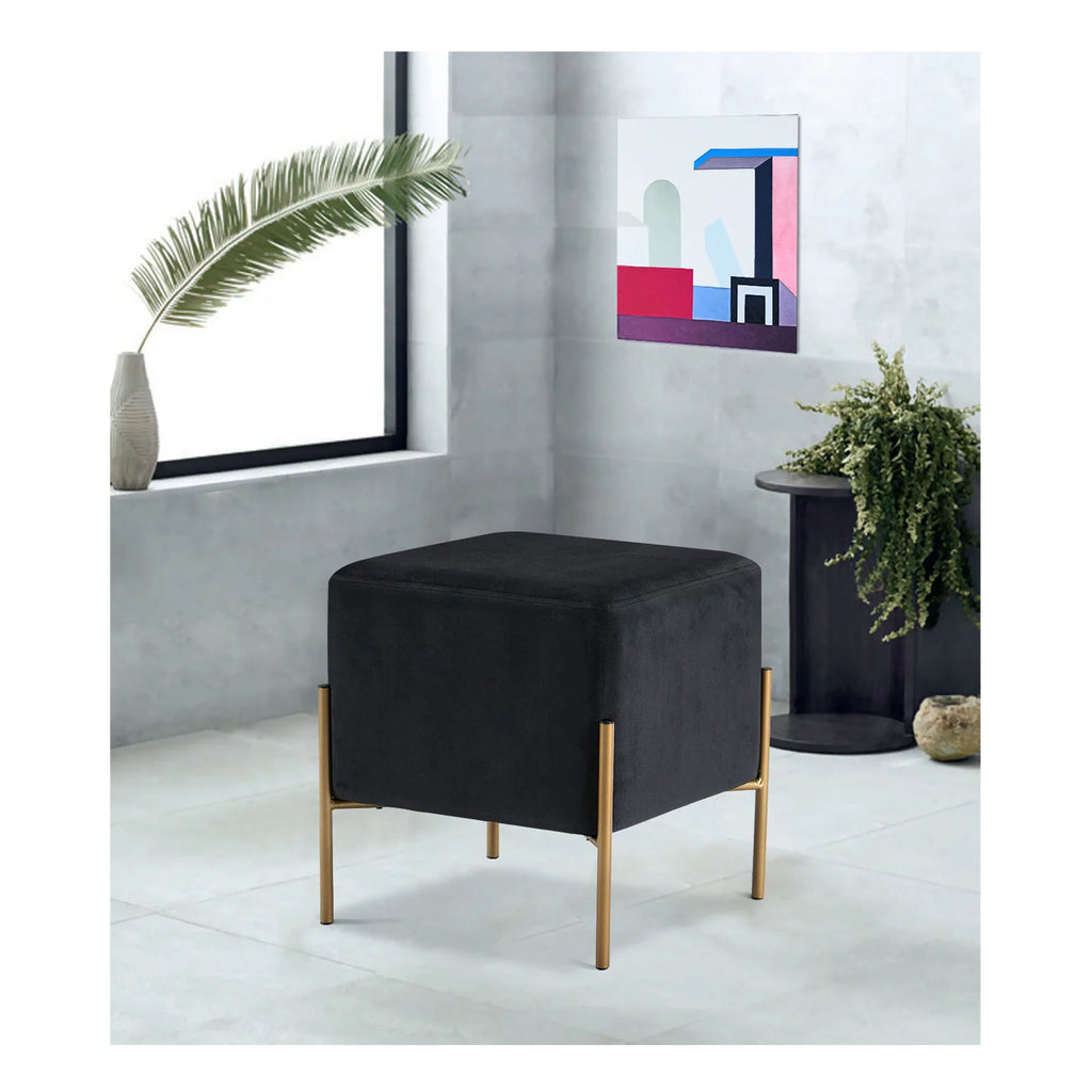 Black Velvet Ottoman Stool E967757