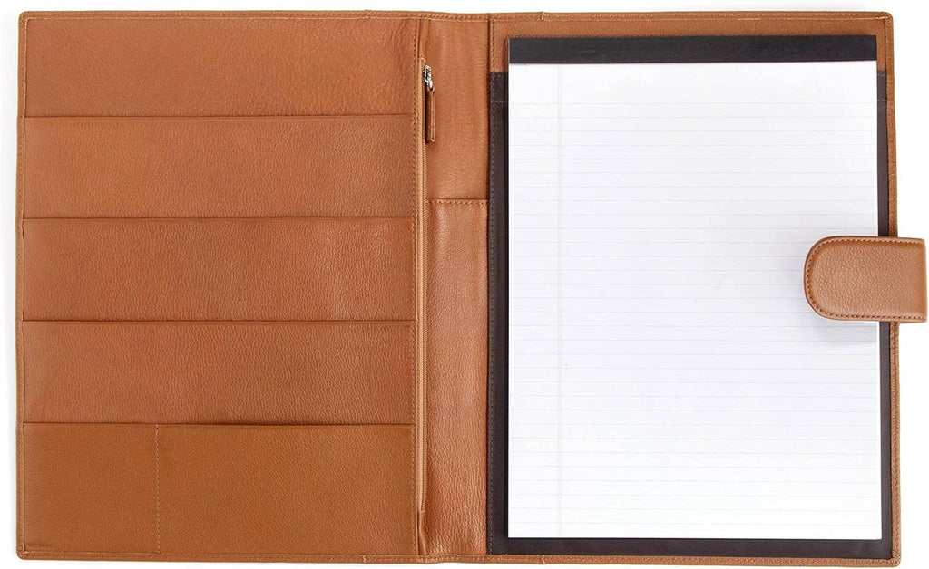 Cognac Full Grain Leather Portfolio A4 Organizer with Tablet Pocket W81384