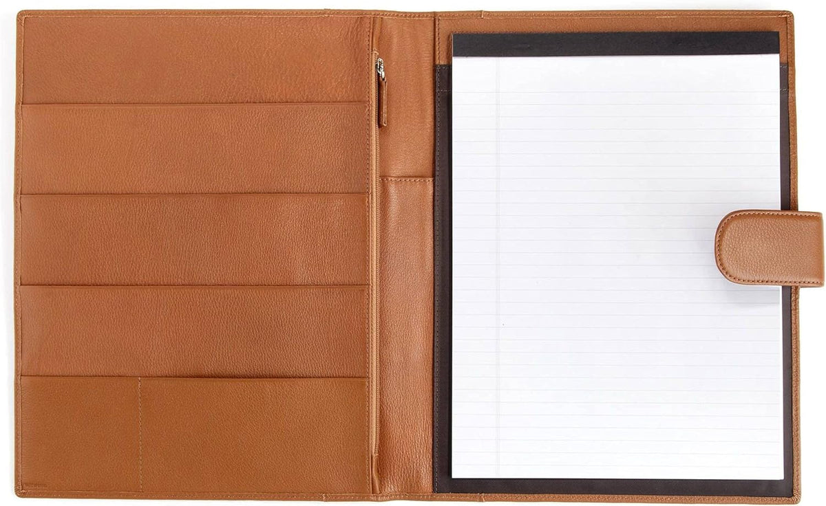 Cognac Full Grain Leather Portfolio A4 Organizer with Tablet Pocket W81384