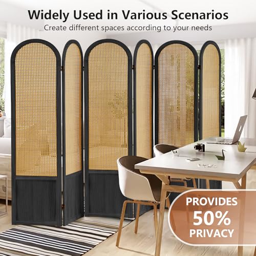 4 Panel Folding Rattan Room Divider X6437