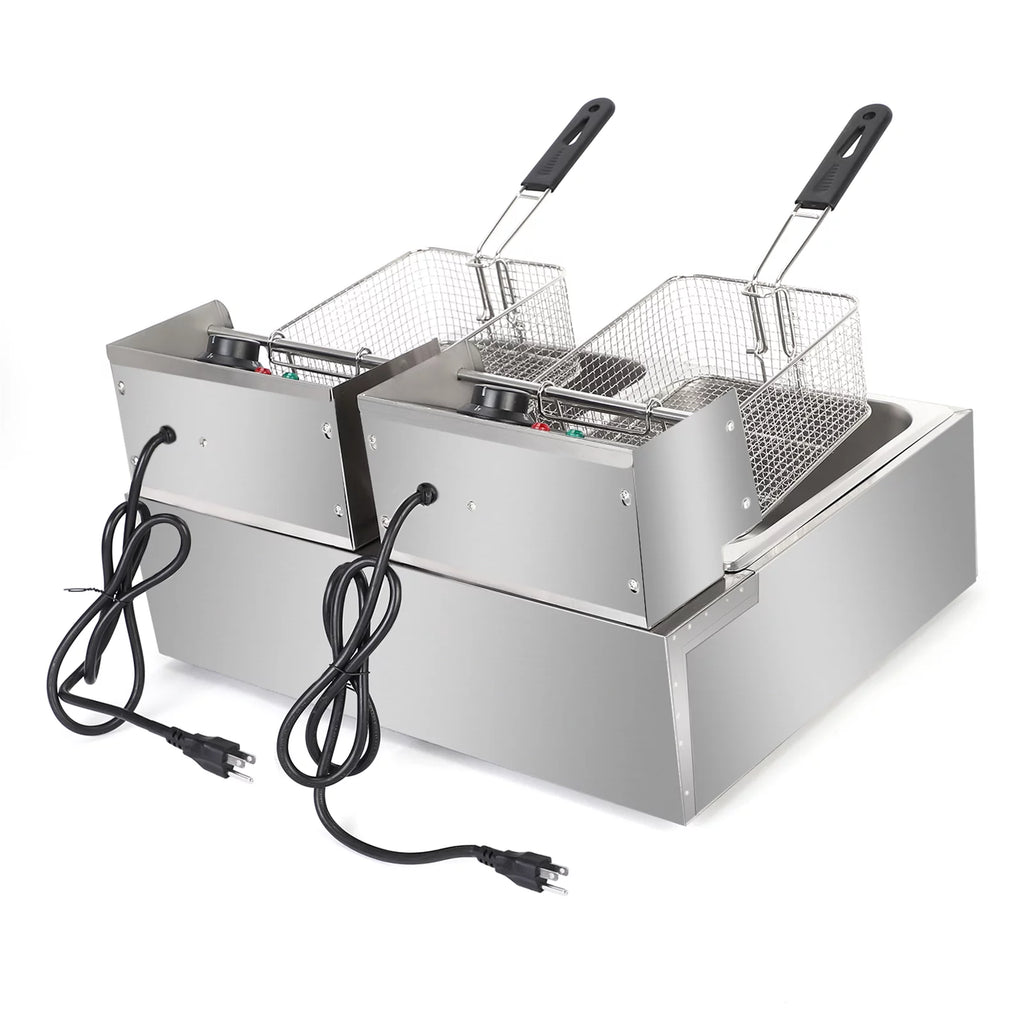 2500W Stainless Steel Electric Fryer Double Cylinder H4623