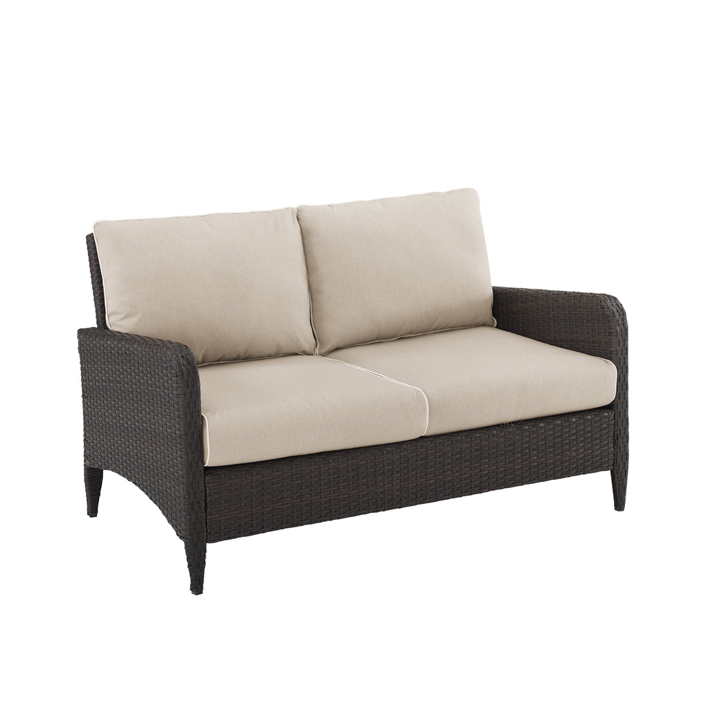 Beige Outdoor Wicker Loveseat R69674