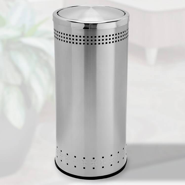304 Grade Stainless Steel Trash Can with Swivel Lid, 25 gal K2480