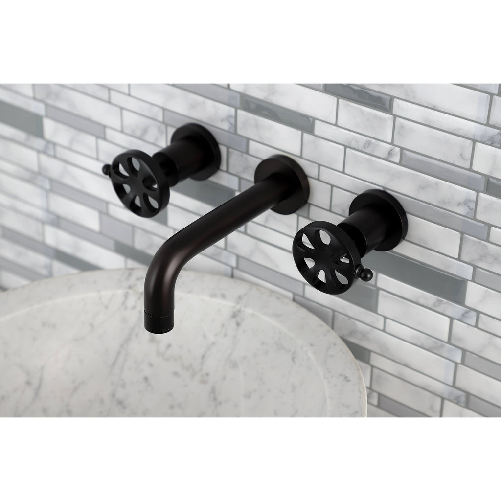 Brushed Nickel Two-Handle Wall Mount Bathroom Faucet A22127