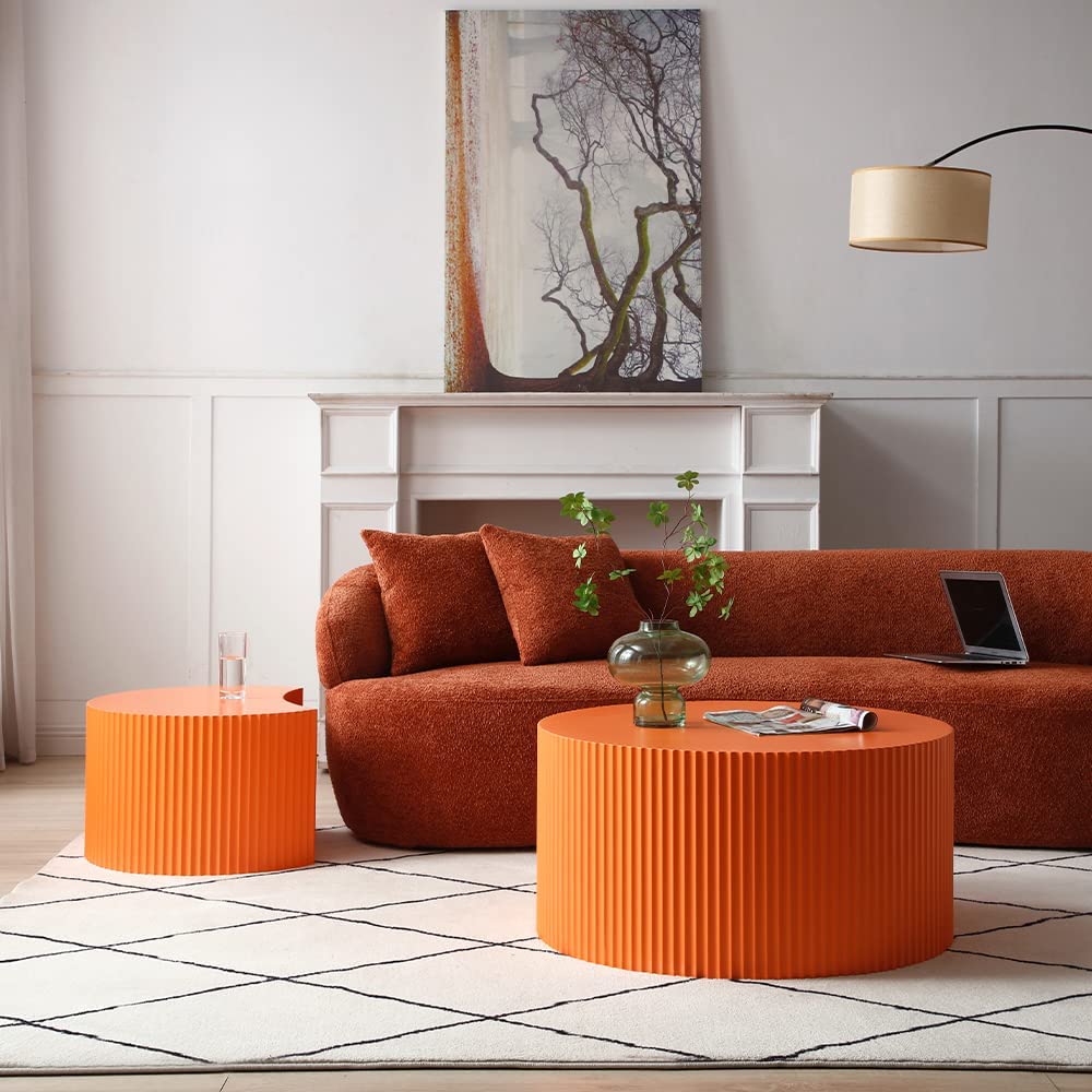 Black Round Wooden Nesting Coffee Table Set of 2 T7463