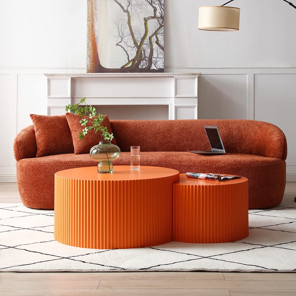Black Round Wooden Nesting Coffee Table Set of 2 T7463
