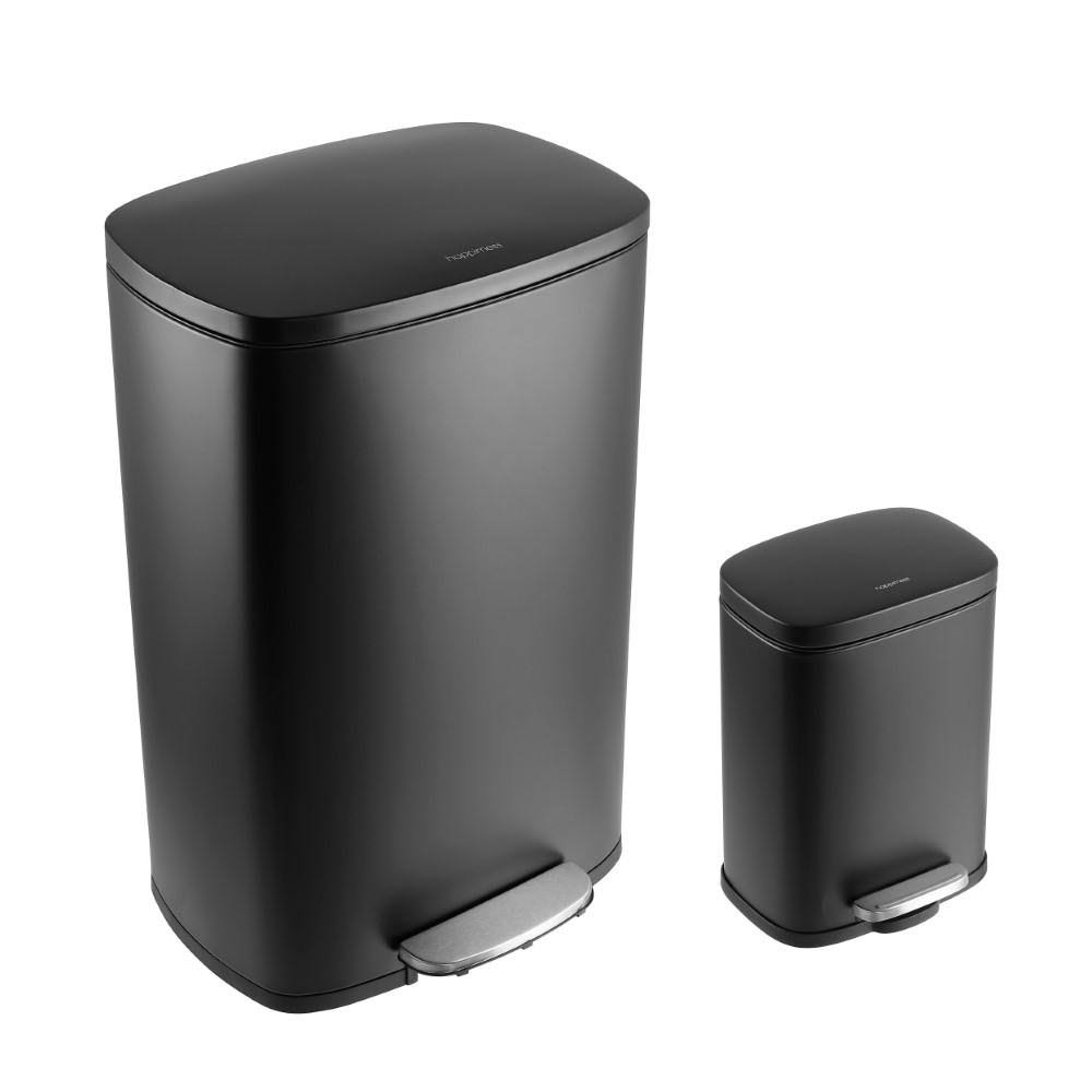 Rectangular 13-Gallon Stainless Steel Trash Can with Soft-Close Lid W880