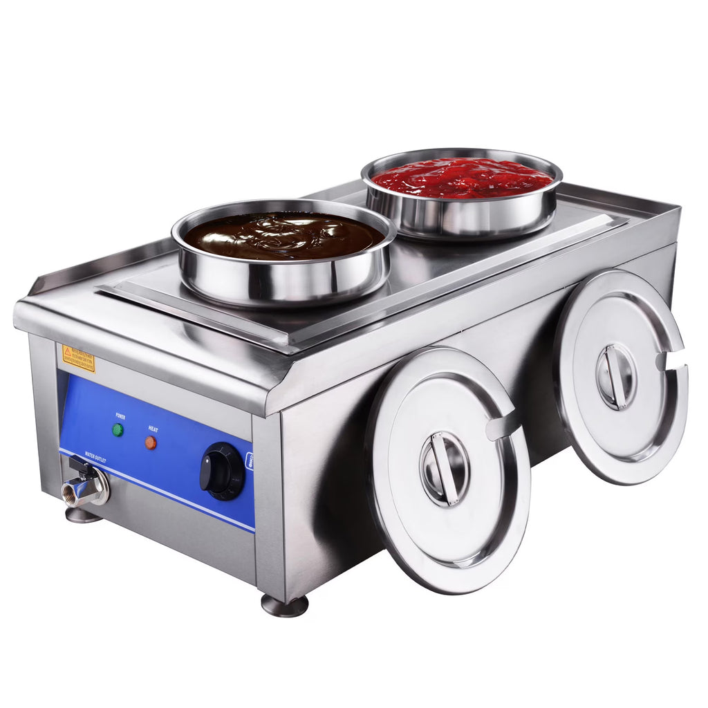 1200W Dual Pots Countertop Food Warmer Stainless Steel Commercial Bain Marie Z8360