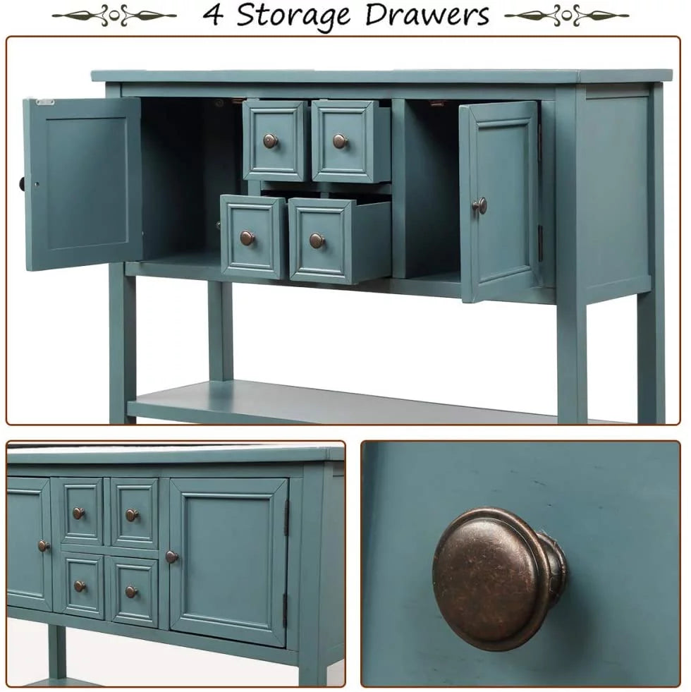 Console Table with Storage Drawers Cabinets and Bottom Shelf M25062