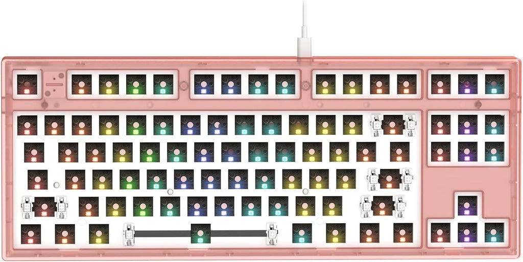 Frosted Pink 87 Keys RGB Modular Mechanical Keyboard E324