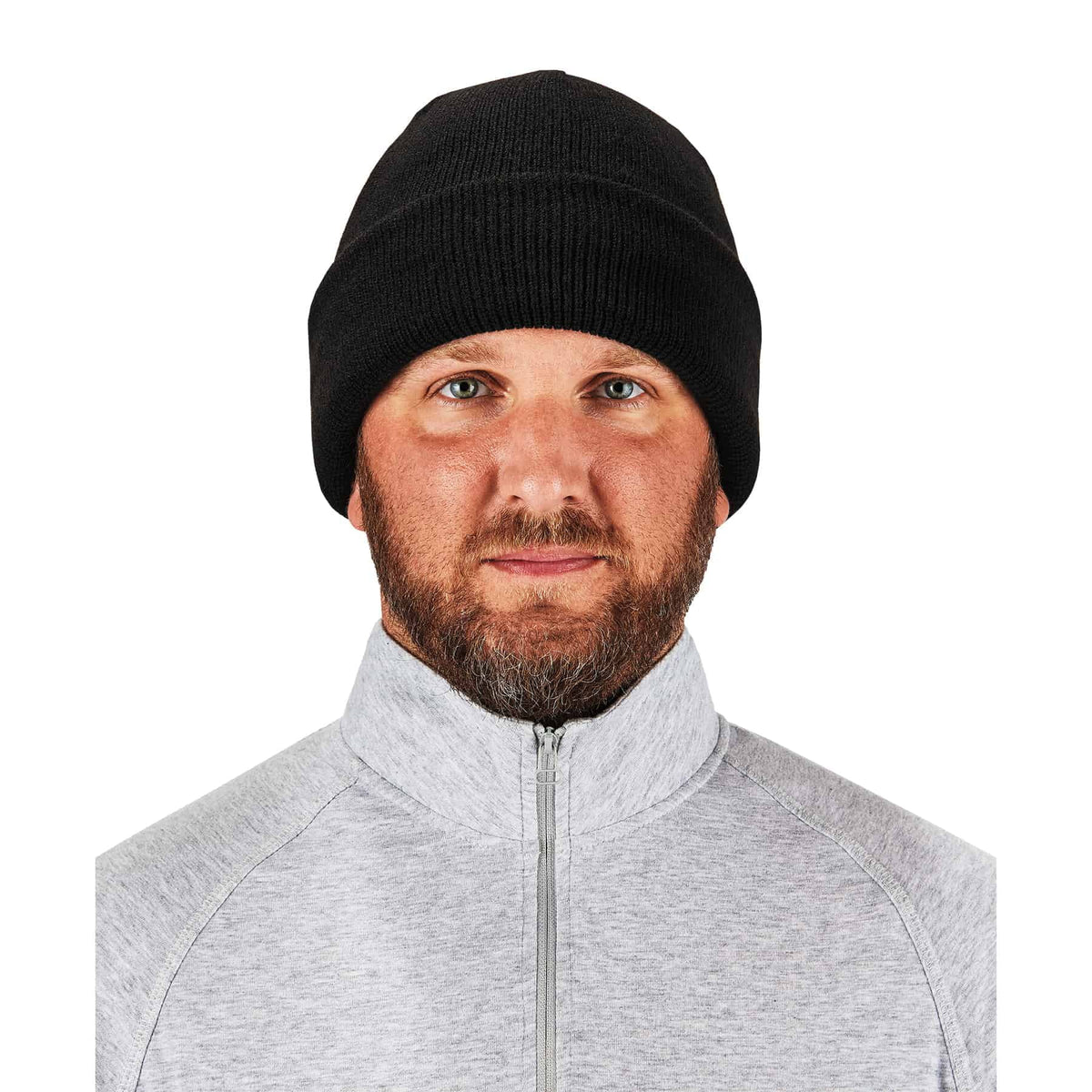 Black Rib Knit Hat with Bump Cap Insert F723576