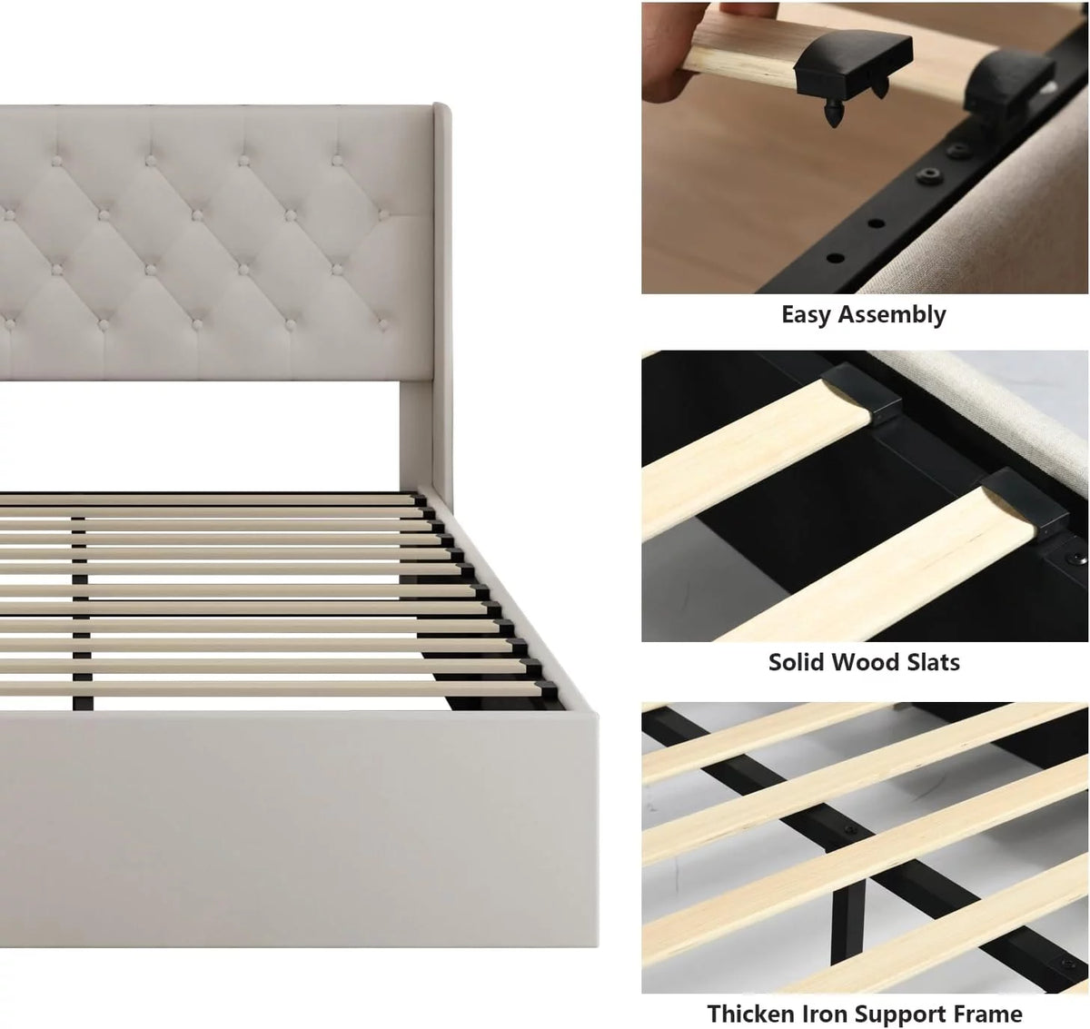 Full Size Lift Up Storage Bed with Wingback Headboard R810163