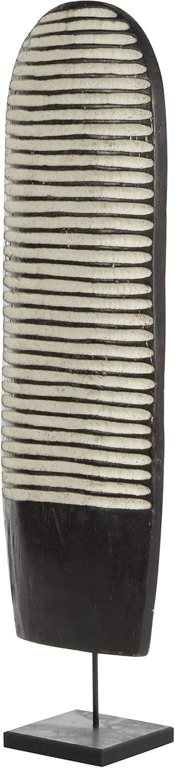 Hand-Carved Oval Wood Tikar Shield on Stand B2126