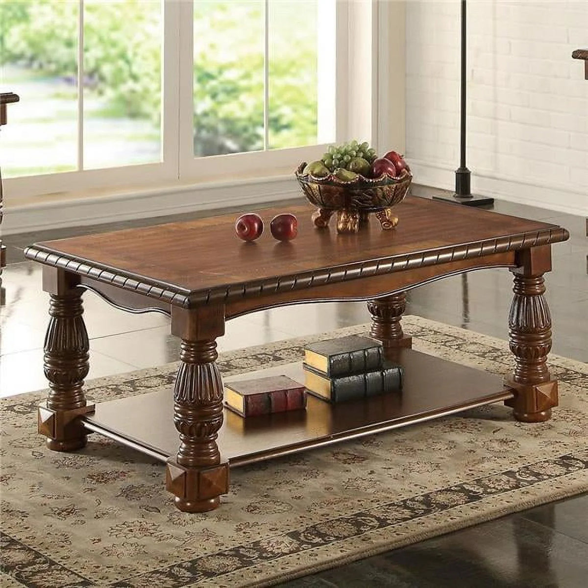 Brown Rubber Wood Coffee Table U409