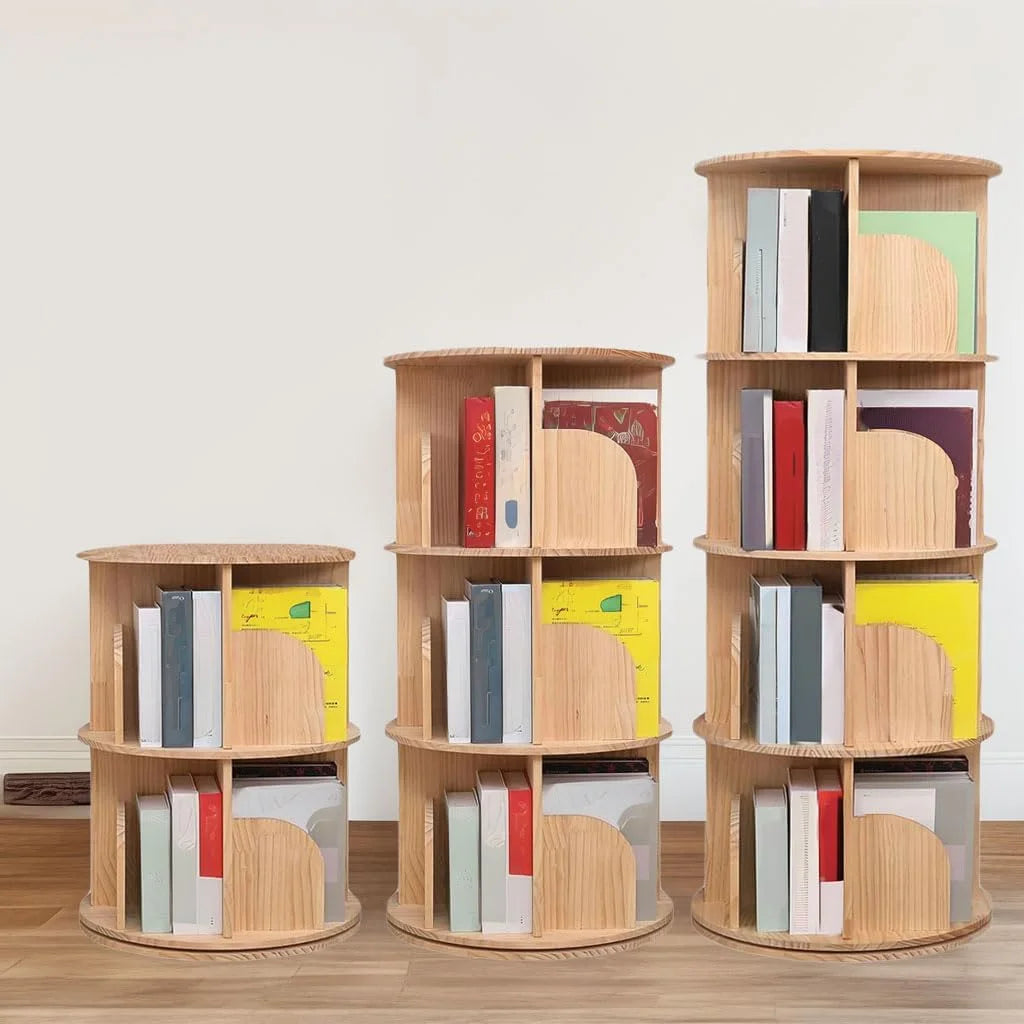 3 Tier Rotating Wood Bookshelf D789