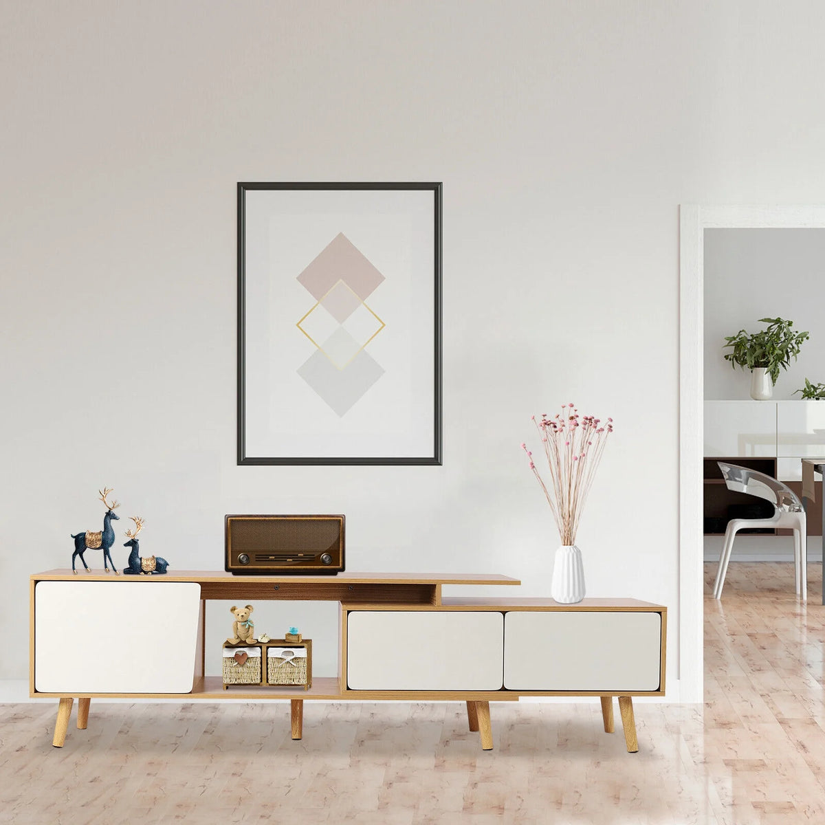 MDF TV Stand with 3 Storage Cabinets J1242