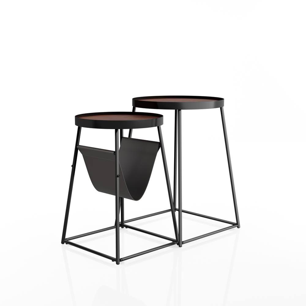 2-Piece Walnut and Matte Black Nesting Table P83985