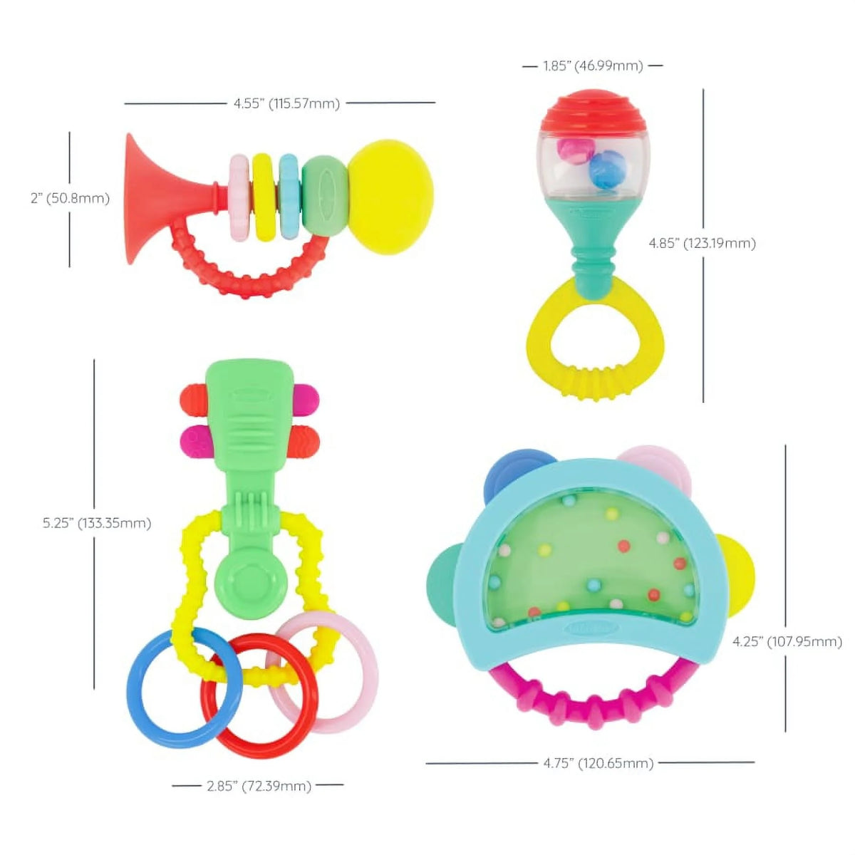 4-Piece Multicolor Teether and Rattle Set X57713