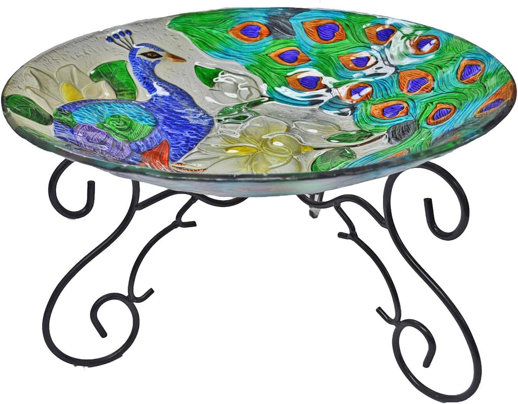 Deep Hand Painted Glass Plate, 18 by 3-Inch A91645
