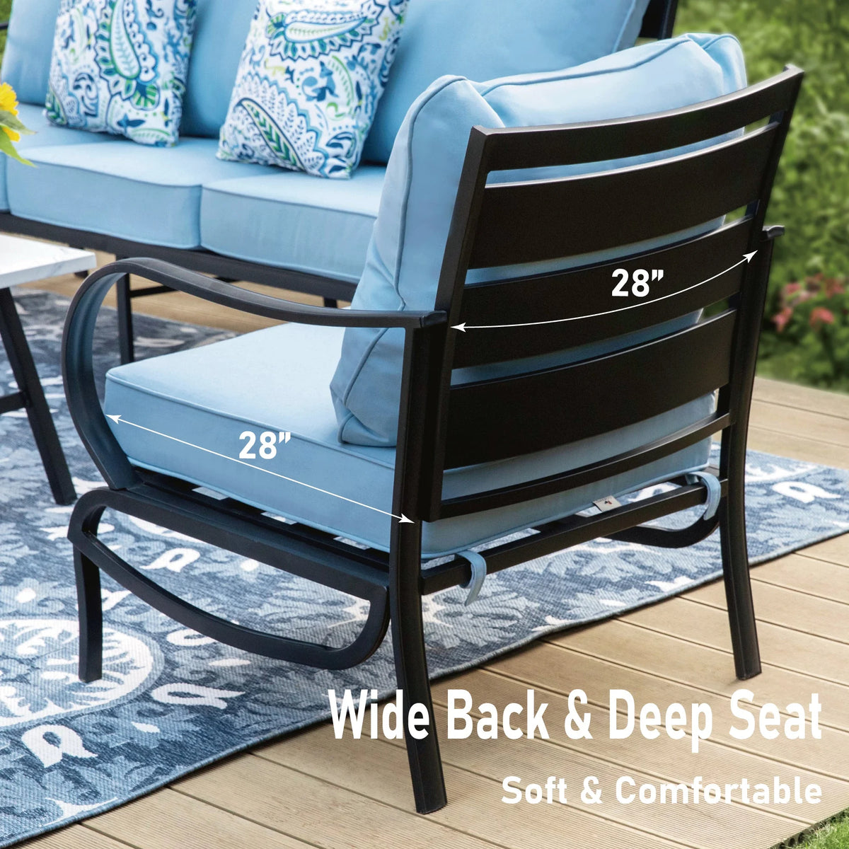 Blue Steel Sofa Outdoor Furniture Set X760272