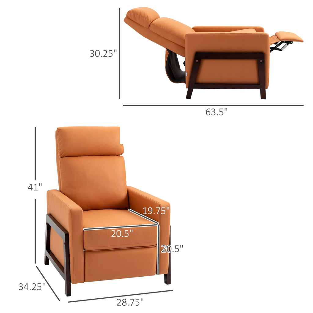 Orange Manual Recliner Chair with Footrest W5871