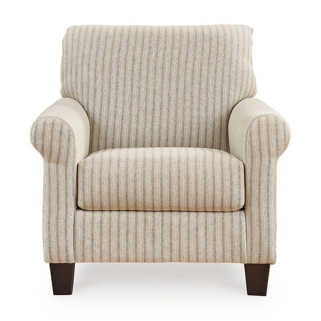 Striped Pattern Sandstone Beige Polyester Accent Armchair O96037