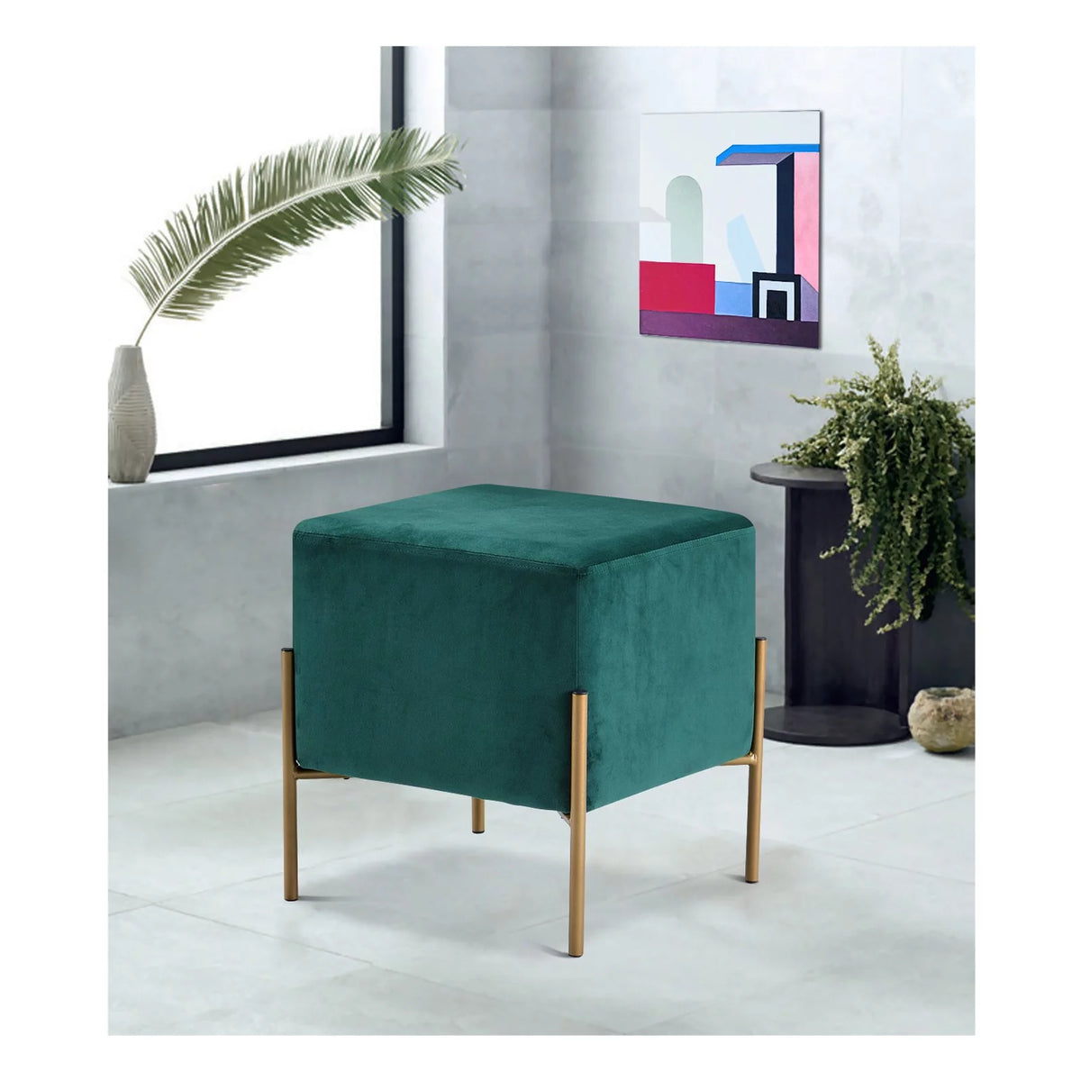 Black Velvet Ottoman Stool E967757