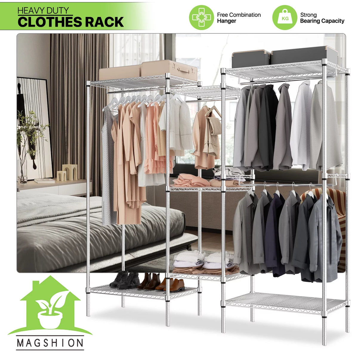 Clothes Rack with 4 Hanging Rods T616674