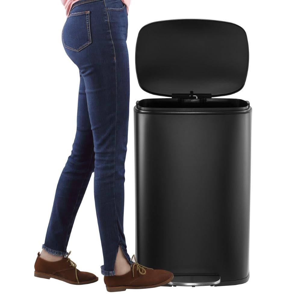Rectangular 13-Gallon Stainless Steel Trash Can with Soft-Close Lid W880