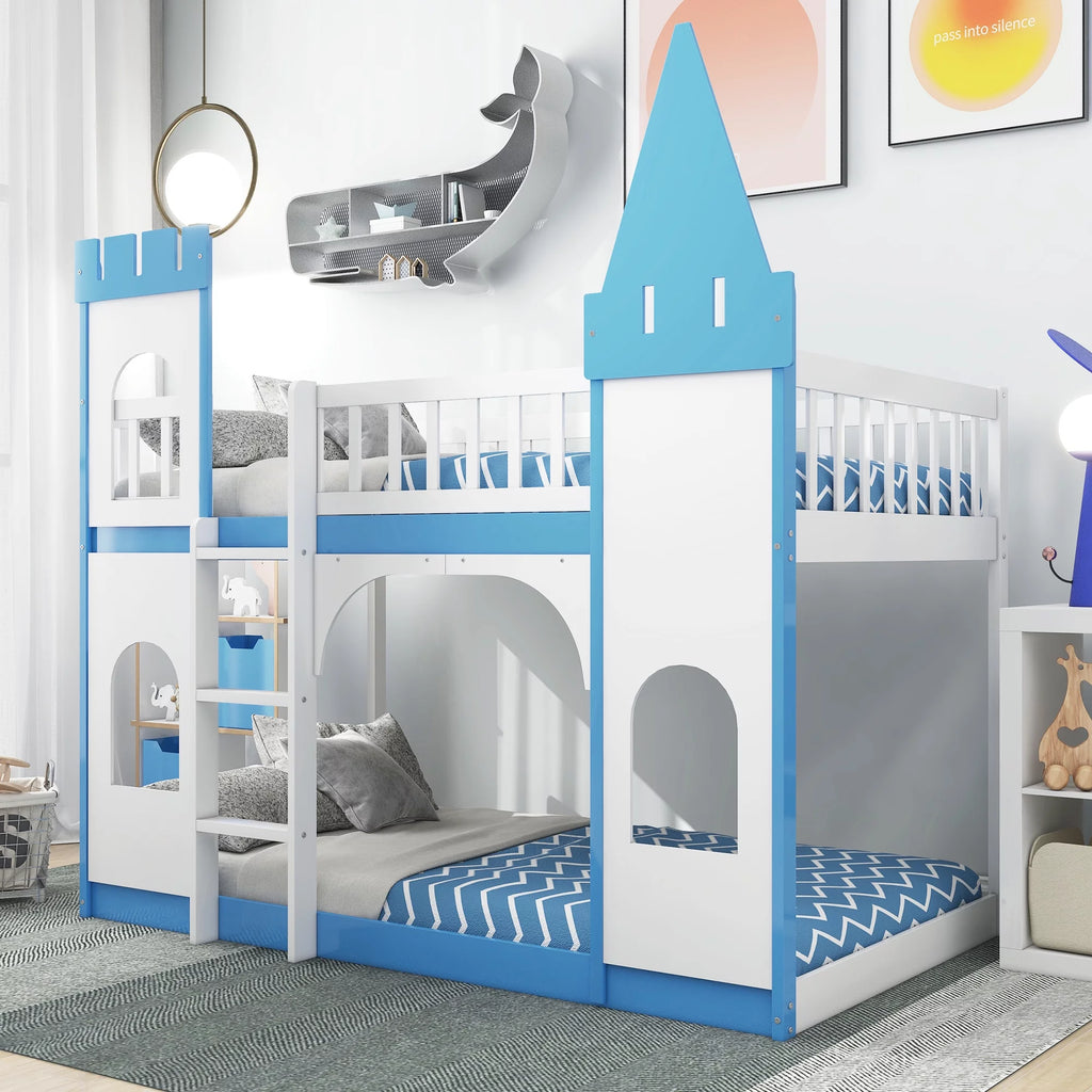 Twin Over Twin Bunk Bed with Ladder Blue G2897