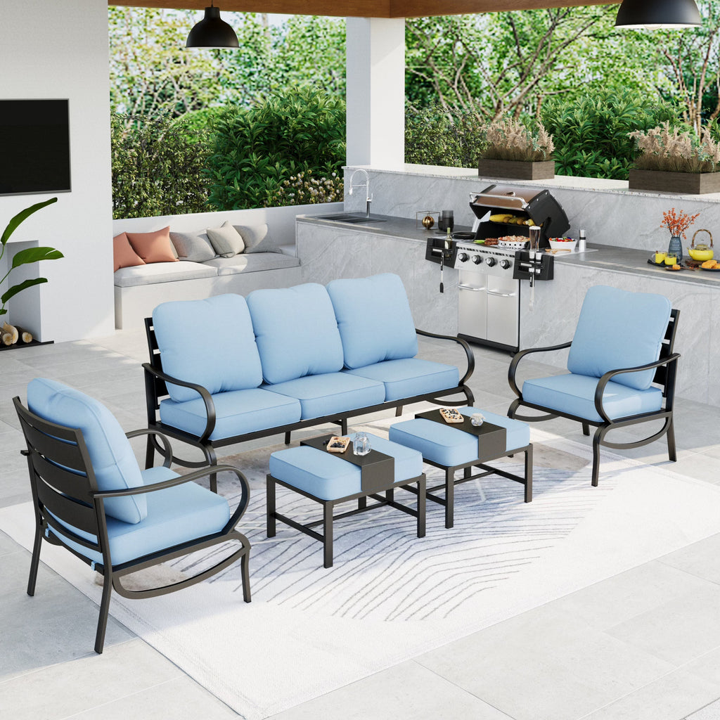 Blue Steel Sofa Outdoor Furniture Set X760272
