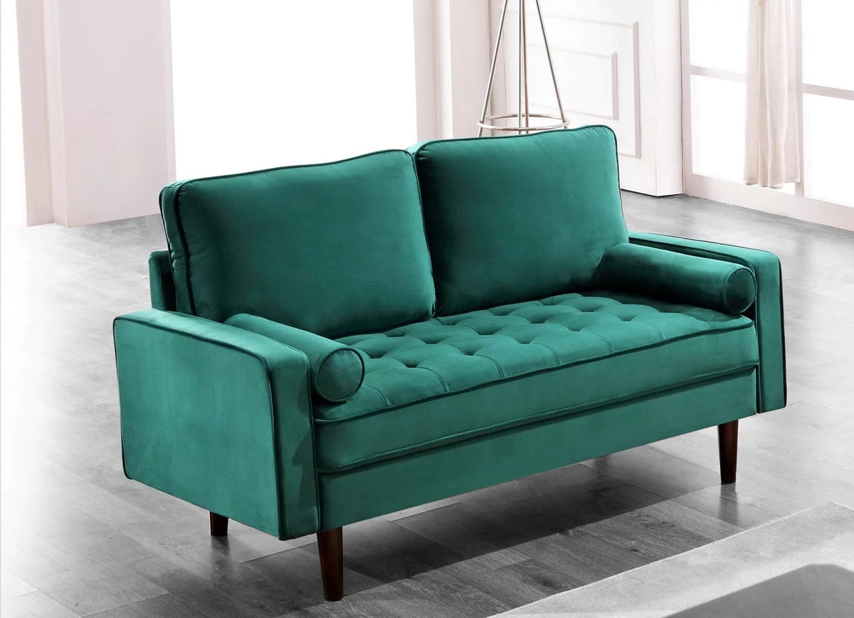 Green Velvet Square Arm Loveseat B100