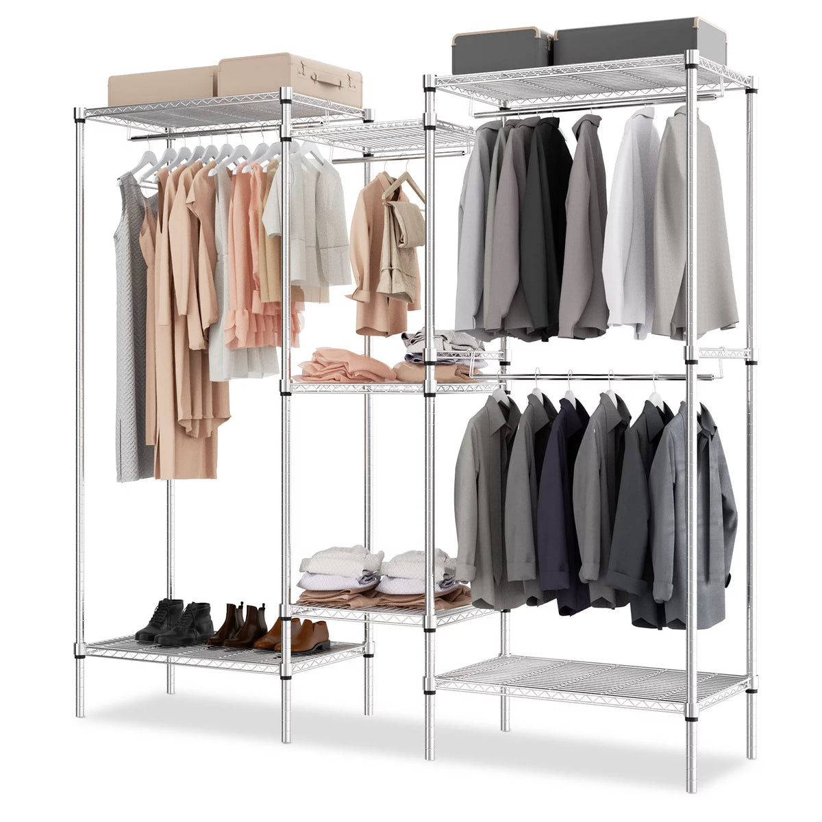 Clothes Rack with 4 Hanging Rods T616674