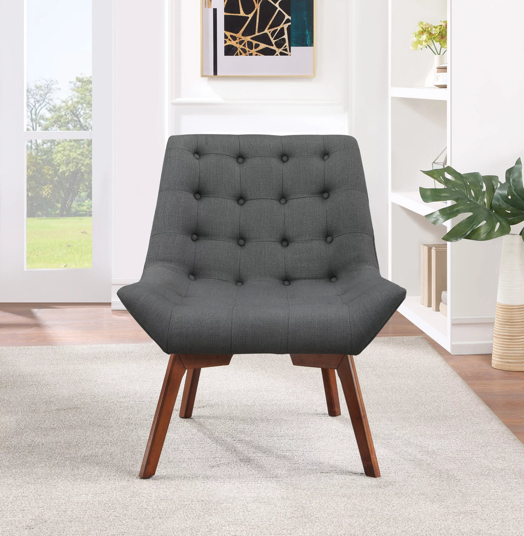 Charcoal Fabric Tufted Chair with Coffee Legs Y950630