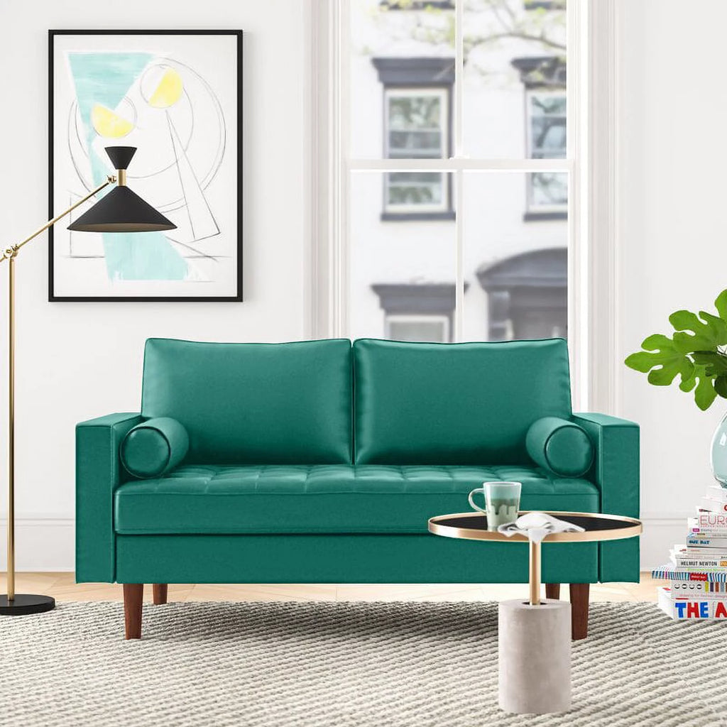 Green Velvet Square Arm Loveseat B100