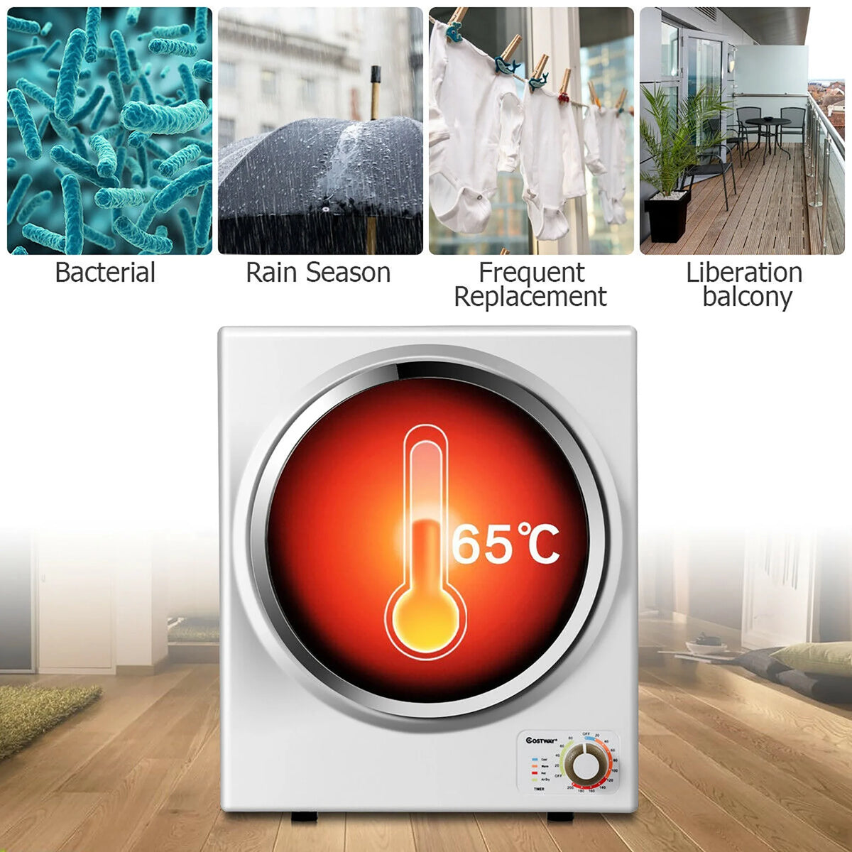 Compact Electric Cloth Dryer Stainless Steel Wall Mounted 1.5 cu.ft. M644
