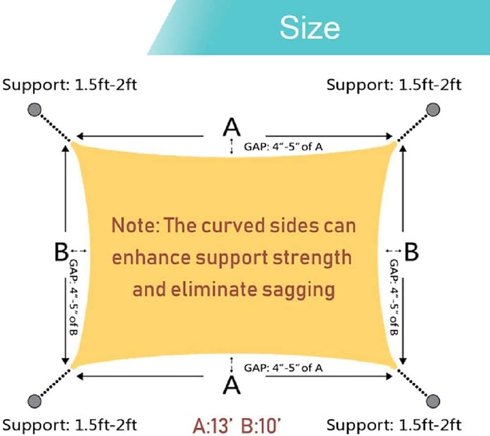 13’x16’ Earthy Yellow Sun Shade Sail Canopy J491