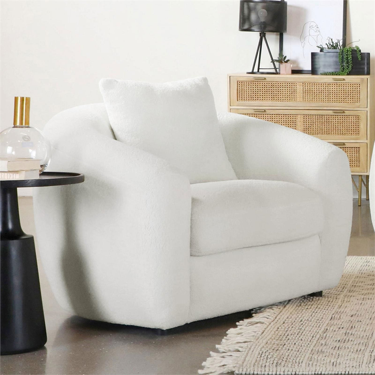 White Fabric Upholstered Tight Back Chair W708255